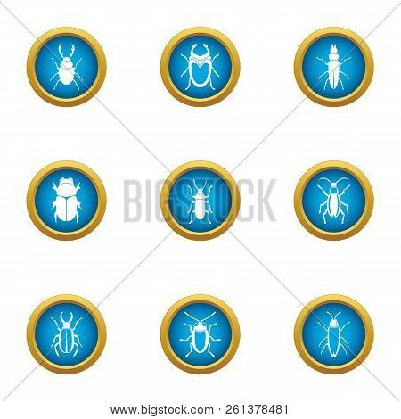 Useful Beetle Icons Set. Flat Set Of 9 Useful Beetle Vector Icons For Web Isolated On White Backgrou