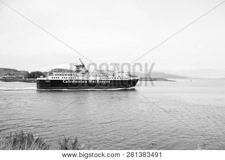 Oban, United Kingdom - February 20, 2010: Cruise Liner Caledonian Macbrayne In Sea. Holiday Ship Nav