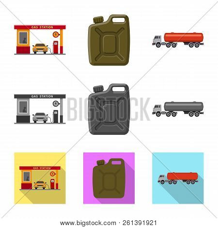Vector Illustration Of Oil And Gas Sign. Collection Of Oil And Petrol Vector Icon For Stock.