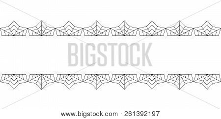 Vector Elegant Double Black Spiderweb Lace Border With Copy Space For Text On White Background