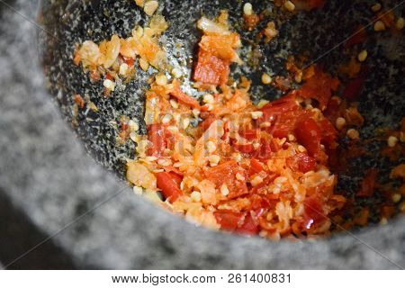 Garlic & Chilli Paste Or Red Curry For  Stir Fried Pork With Holy Basil.