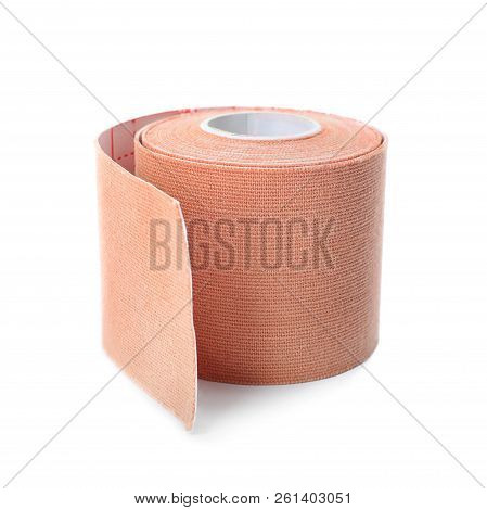 Medical Sticking Plaster Roll On White Background