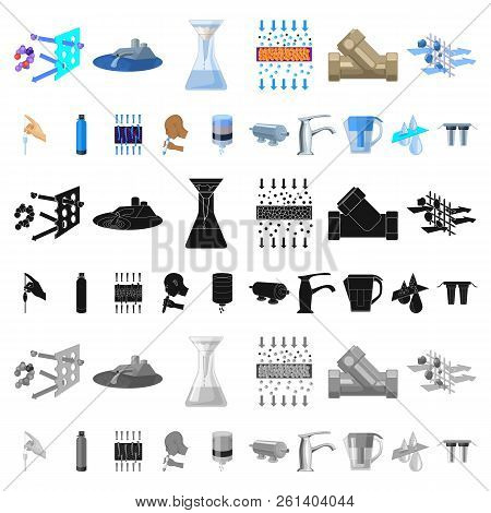 Water Filtration System Cartoon Icons In Set Collection For Design. Cleaning Equipment Vector Symbol