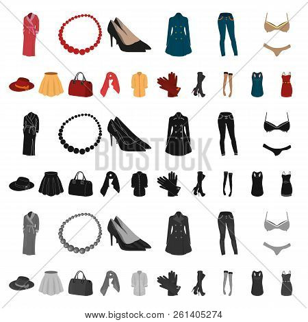 Women S Clothing Cartoon Icons In Set Collection For Design.clothing Varieties And Accessories Vecto
