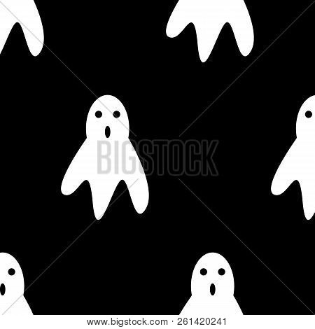 Seamless Pattern. Vector Illustration And Cartoon On Dark Background : Whisper Ghost Cover Fabric Wh