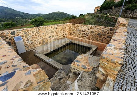 Castelo Rodrigo, Portugal - June 21, 2018:  View Of An Open Air Medieval Communal Laundry Facility A