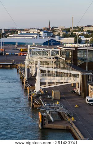Editorial 08.09.2018 Turku Finland, Gangways Of The Silja Line Terminal In Turku Finland