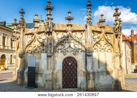 Gothic Stone Fountain In Kutna Hora, Czech Republic, Europe.