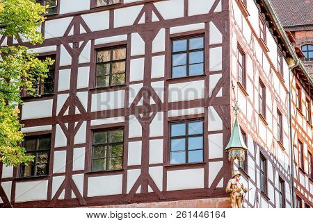 Close-up View On The Half-timbered Facades Of The Old Houses In Nurnberg, Germany