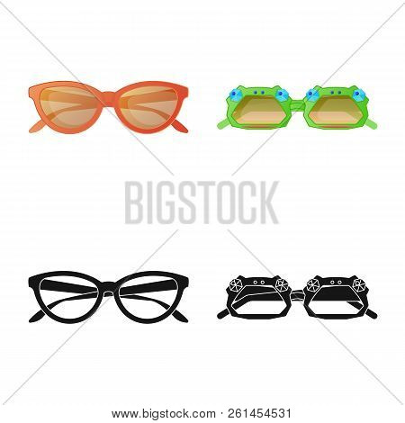 Vector Design Of Glasses And Sunglasses Sign. Set Of Glasses And Accessory Stock Vector Illustration