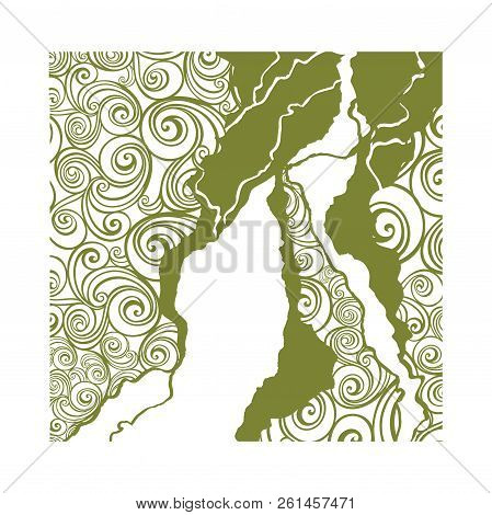 Vector Green And White Floral Spiral Pattern Background