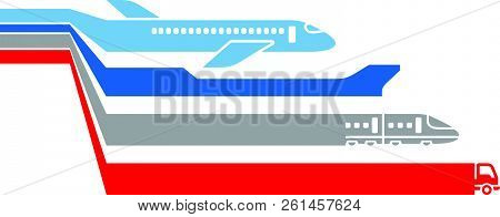 Set Of Logistic Objects Airplane Ship Train Truck