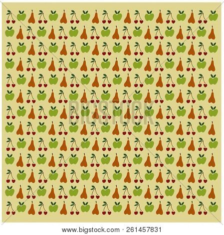 Vector Drawing Eat Fruit Pattern On Yellow Background