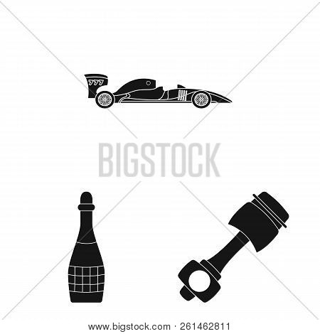 Vector Illustration Of Car And Rally Sign. Collection Of Car And Race Vector Icon For Stock.
