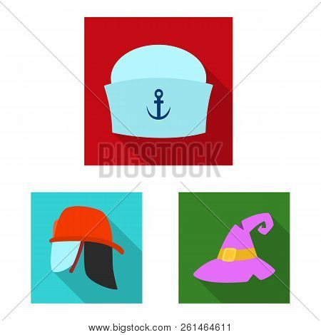 Vector Illustration Of Headgear And Cap Icon. Set Of Headgear And Accessory Stock Symbol For Web.