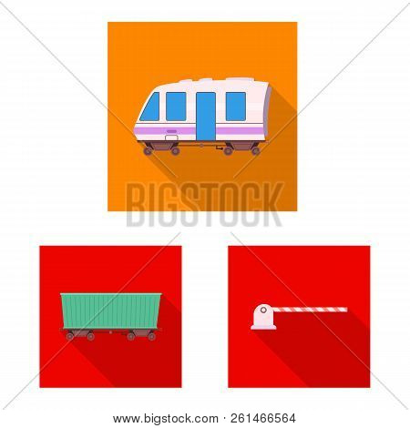 Vector Illustration Of Train And Station Symbol. Collection Of Train And Ticket Stock Vector Illustr