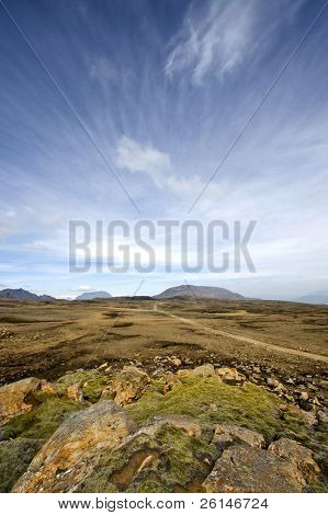 die Tafelberge und die Vulkane des Katla Systems in Island, mit der leere kargen Lava WM