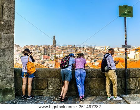 Porto/portugal - 09/22/18 - Tourists Looking Out Over Porto