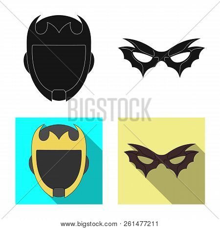 Vector Design Of Hero And Mask Icon. Set Of Hero And Superhero Vector Icon For Stock.