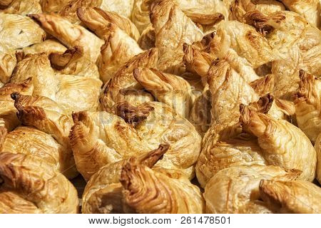 Pie Cakes Background, Maltese Traditional Snack Pastizzi Tal Pizelli. Maltese Food. Malta Food.malte