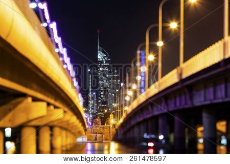 Gold Coast Q1 Building With Bokeh Lights From The Sundale Bridge