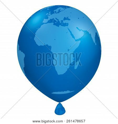 Earth And Balloons, Isolated On Blue Background.