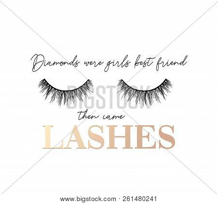 Diamonds Were Girls Best Friend Then Came Lashes Inspirational T-shirt Design With Lashes And Ribbon