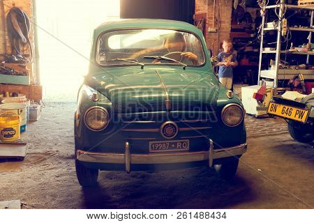 Montagnana, Italy August 27, 2018: Retro Car Fiat 600 1955 Release.