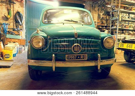 Montagnana, Italy August 27, 2018: Retro Car Fiat 600 1955 Release.