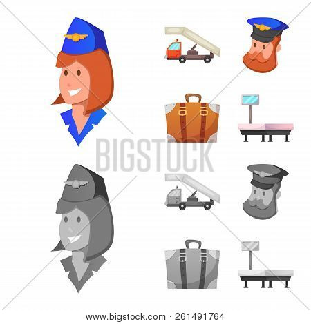 Vector Design Of Airport And Airplane Icon. Set Of Airport And Plane Vector Icon For Stock.