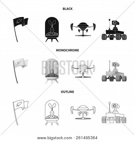 Isolated Object Of Mars And Space Logo. Set Of Mars And Planet Vector Icon For Stock.