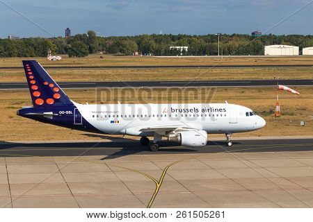 Berlin, Germany-september 7, 2018: Brussels Airlines, Airbus A319-111 Aircraft At Tegel Berlin Airpo