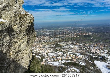 Detail Of The Mount Titano In San Marino