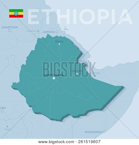 Verctor Map Of Cities And Roads In Ethiopia.