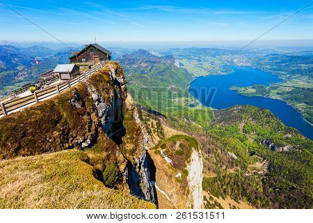 Restaurant At The Schafberg Viewpoint, Upper Austria. Schafberg Viewpoint Located In The Salzkammerg