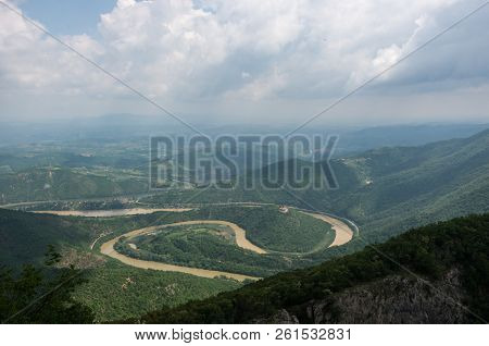 Ovcar Kablar Gorge, Serbia. Meanders Of West Morava River, View From The Top Of The Kablar Mountain.