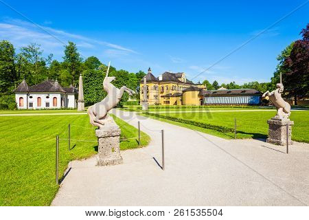 Hellbrunn Palace Or Schloss Hellbrunn In Salzburg, Austria. Hellbrunn Palace Is An Early Baroque Vil
