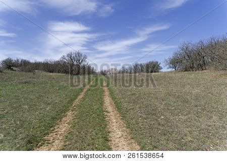 A Dirt Road In The Mountains. The Tokluk-syrt Range, Crimea. Spring, Early April.