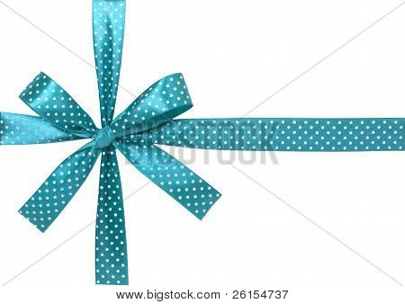 Blue Ribbon With Bow On White