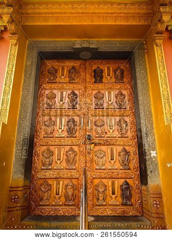 Dwarapudi, India - Circa January, 2018. Architecture Of Ayyappa Swamy Temple In Dwarapudi, India.