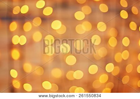 Square Background Bokeh Of Sparkling Golden Festive Lights At A Celebration