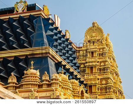 Dwarapudi, India - Circa January, 2018. Architecture Of Ayyappa Swamy Temple In Dwarapudi, India.