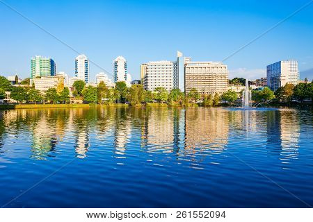 Breiavatnet Small Lake In The Centre Of Stavanger, Norway. Stavanger Is A City And Municipality In N