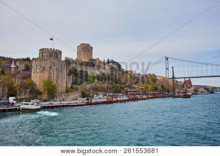 Rumelian Castle In Bosphorus Strait Coast Of Istanbul City, Turkey