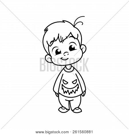 Cutest Kid In Haloween Blouse. Illustration Isolated On White Background. Design Element For Print, 