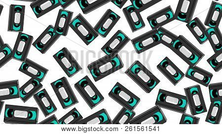 Texture, Seamless Pattern Of Old Retro Wines Gray Antique Analog Hipster Film Video Cassettes For A 