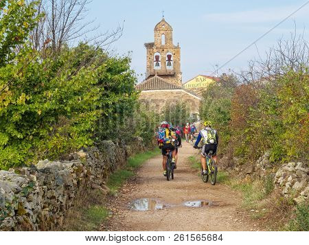 Camino Cyclists On The Dirt Road - Santa Catalina De Somoza, Castile And Leon, Spain, 24 September 2