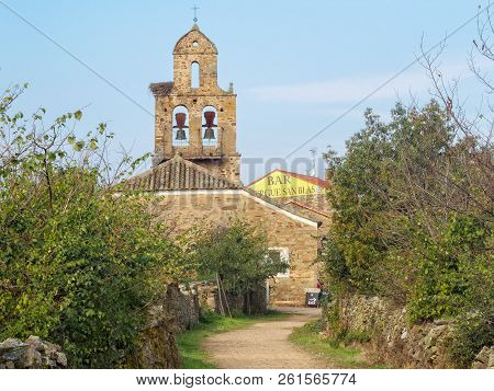 The Parish Church And The Pilgrim Hostel In A Small Camino Village - Santa Catalina De Somoza, Casti