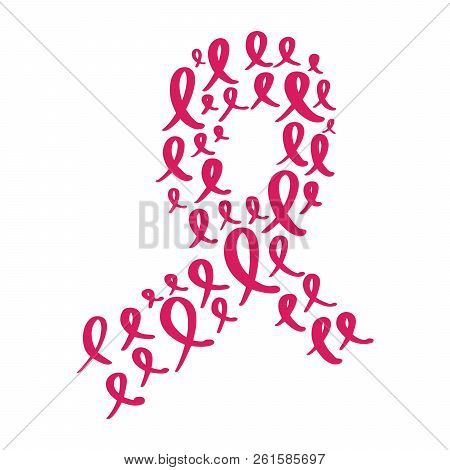 Stylized Pink Ribbon With Vector Quote Breast Canser For October Is Cancer Awareness Month Calligrap