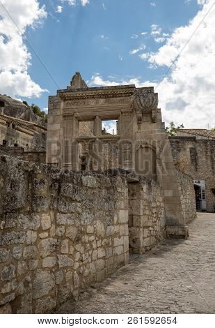 Post Tenebras Lux Window, Vestige Of The Renaissance In The Village Of Les Baux-de-provence, France.